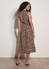 Animal Print Midi Dress, Brown, large