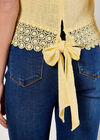 Cotton Lace Bow Top, Yellow, large