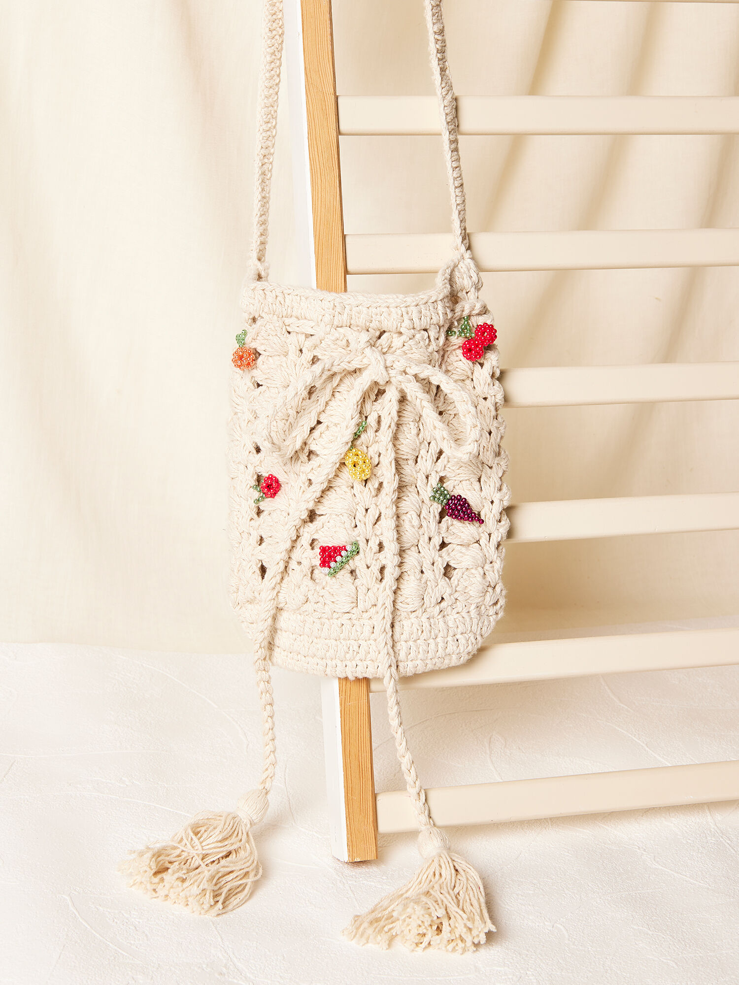 Crochet Pouch Sling Bag Apricot Clothing