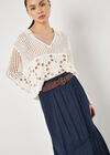 Slub Shimmer Maxi Skirt, Navy, large