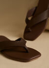 Leather Flip Flops, Brown, large