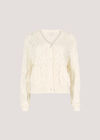 Pointelle Knitted Cardigan, White, large