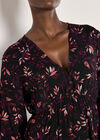 Leaf Print Mini Dress, Burgundy, large
