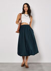 Puff Hem Midi Skirt, Navy, large