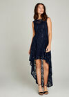 Sequin Lace Party Dress, Navy, large