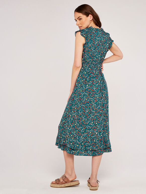 Buttercup Floral Midi Dress, Green, large