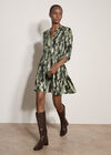 Abstract Print Utility Mini Dress, Green, large
