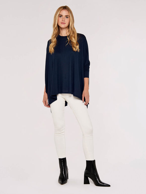 Soft Touch Split Top, Navy, large