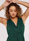 Linen Blend Wrap Mini Dress, Green, large