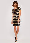 Sequin Stripe Mini Dress, Yellow, large