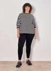 Curve Stripe Heavy Knit Jumper, Black, large