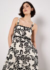 Monochrome Sarasa Floral Maxi Dress, Cream, large