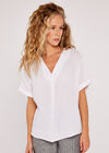 Textured Cotton Pleat Front Top, White, large
