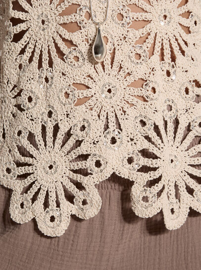 Sequin Crochet Shell Top