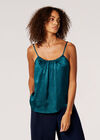 Textured Satin Camisole Top, Teal, large