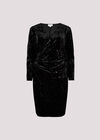 Rhinestone Velvet Wrap Mini Dress, Black, large