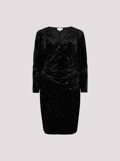 Rhinestone Velvet Wrap Mini Dress