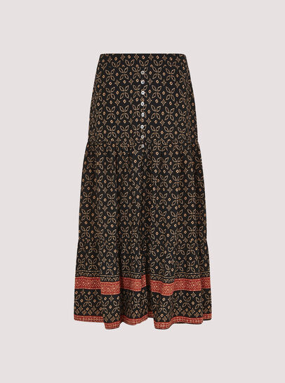 Batik Floral Border Midi Skirt