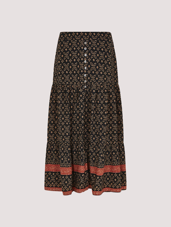 Batik Floral Border Midi Skirt | Apricot Clothing