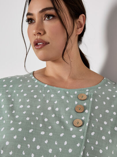 Irregular Spot Asymmetric Wrap Top