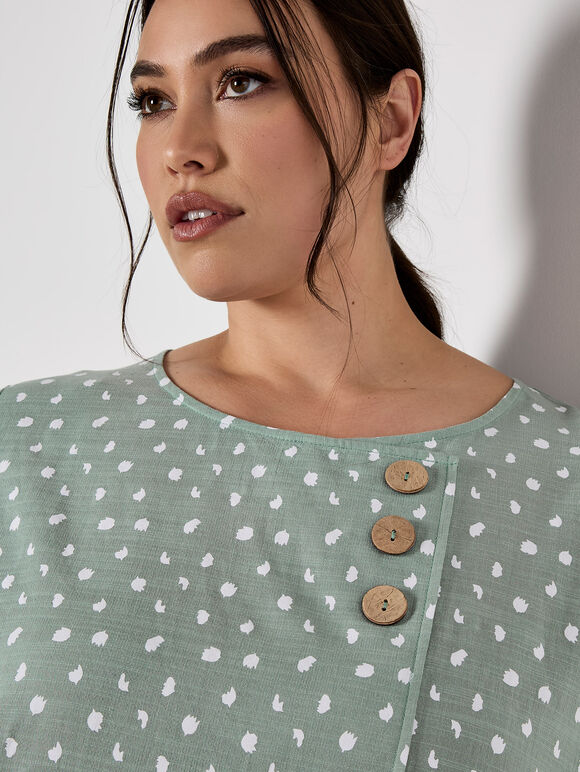 Irregular Spot Asymmetric Wrap Top, Mint, large