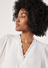Ruffle Neck Textured Blouse, White, large