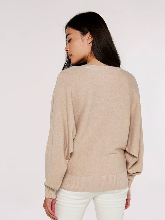 Pocket Batwing Jumper, Stone, large