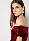 One-Shoulder Velvet Bodycon Mini Dress, Red, large