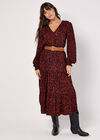 Abstract Print Tiered Midaxi Dress, Red, large