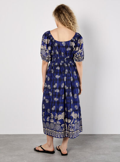 Paisley Print Button Midi Dress
