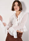 Tie-Up Ruffle Crop Top, Cream, large
