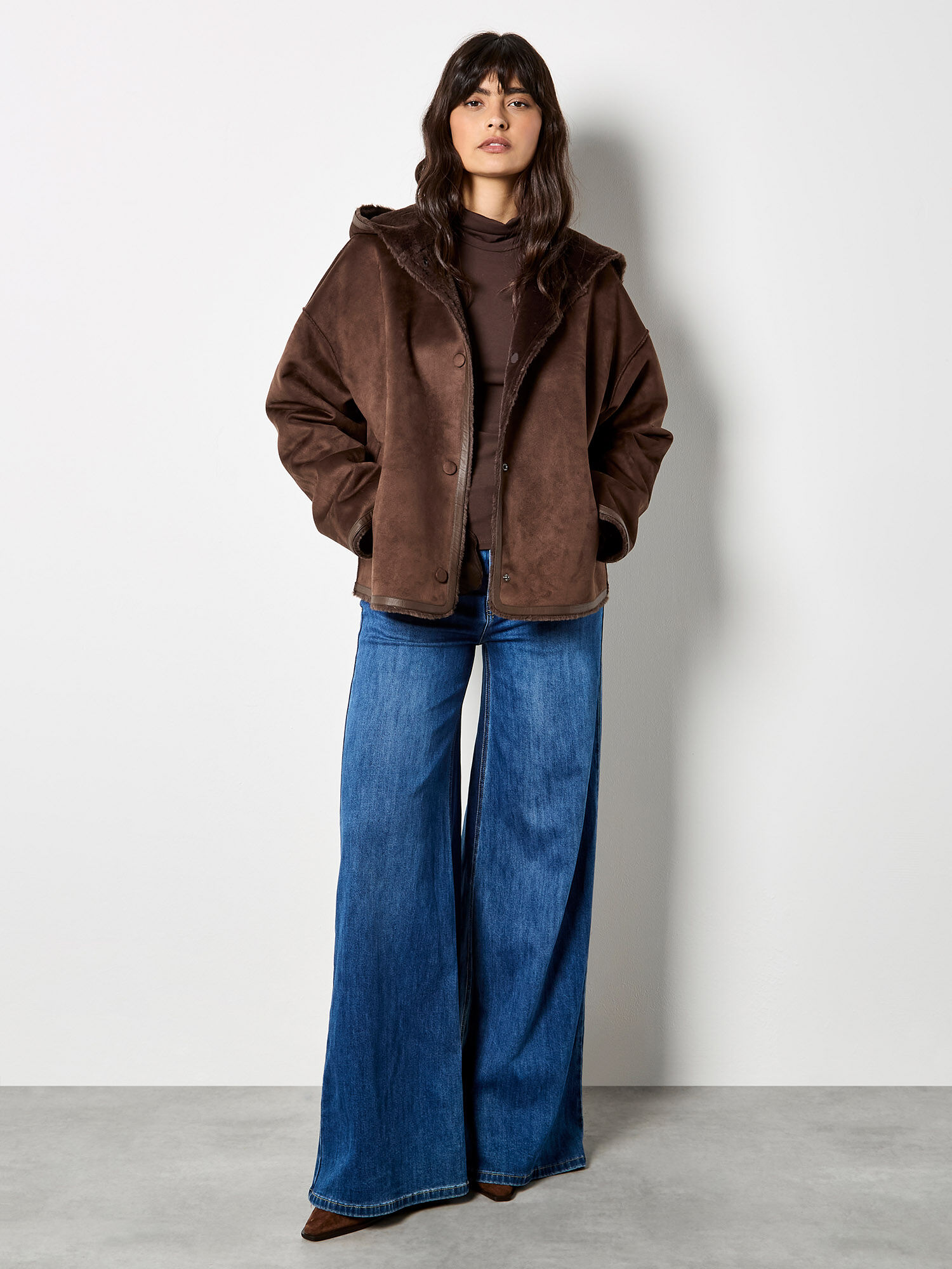 Reversible Faux Fur Suede Jacket | Apricot Clothing