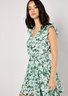 Floral Chiffon Mini Dress, Green, large