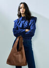 Leather Shopper Bag, Brown, large