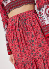 Sarasa Floral Tiered Maxi Skirt, Red, large