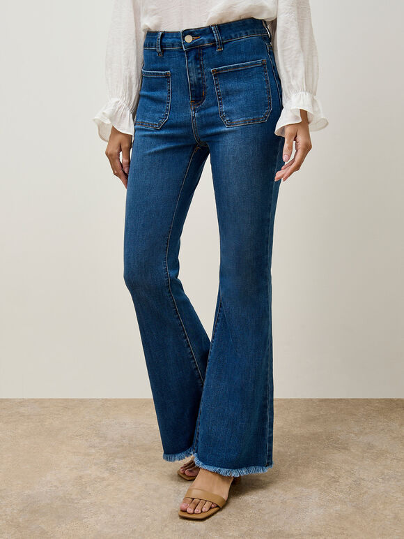 Lucia Retro High-Rise Flare Jeans, Sky Blue, large