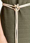 V Neck Rope Tie Tweed Tunic, Khaki, large