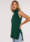 Roll Neck  Knit Top, Green, large