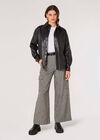 Leather Look Shirt Jacket, Black, large