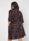 Curve Abstract Swirl Shirt Midi Dress, Navy, large