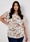 Graphic Animal Print Woven T-Shirt, Cream, large