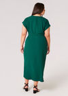 Curve Textured Wrap Midi Dress, Green, large