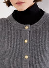 Soft Ribbed Knit Cardigan, Grey, large