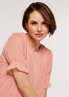 Recycled Crinkle Tiered Top, Pink, large