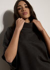 Herringbone Roll Neck Batwing Top, Dark Grey/Charcoal, large
