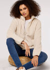 Fleece Cardigan, Stone, large