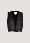 Embossed Paisley Borg-Lined Waistcoat, Black, large