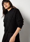 Cable Knit Wrap Jumper, Black, large
