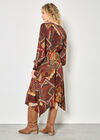 Patchwork Print Hanky Hem Midaxi Dress, Burgundy, large