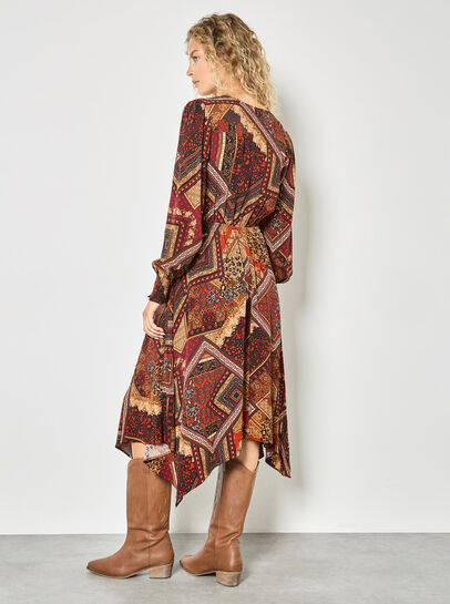 Patchwork Print Hanky Hem Midaxi Dress